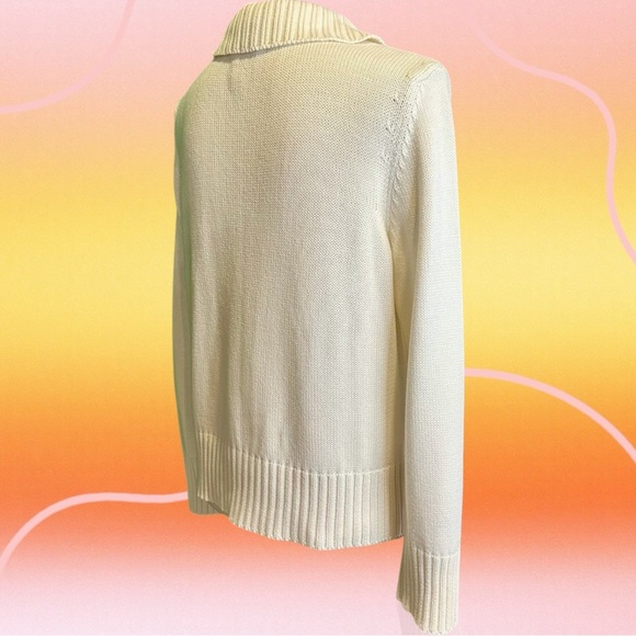 Talbot’s Cream Made in Italy Cotton-Blend Single-Button Collared Cardigan Size M - Picture 10 of 14